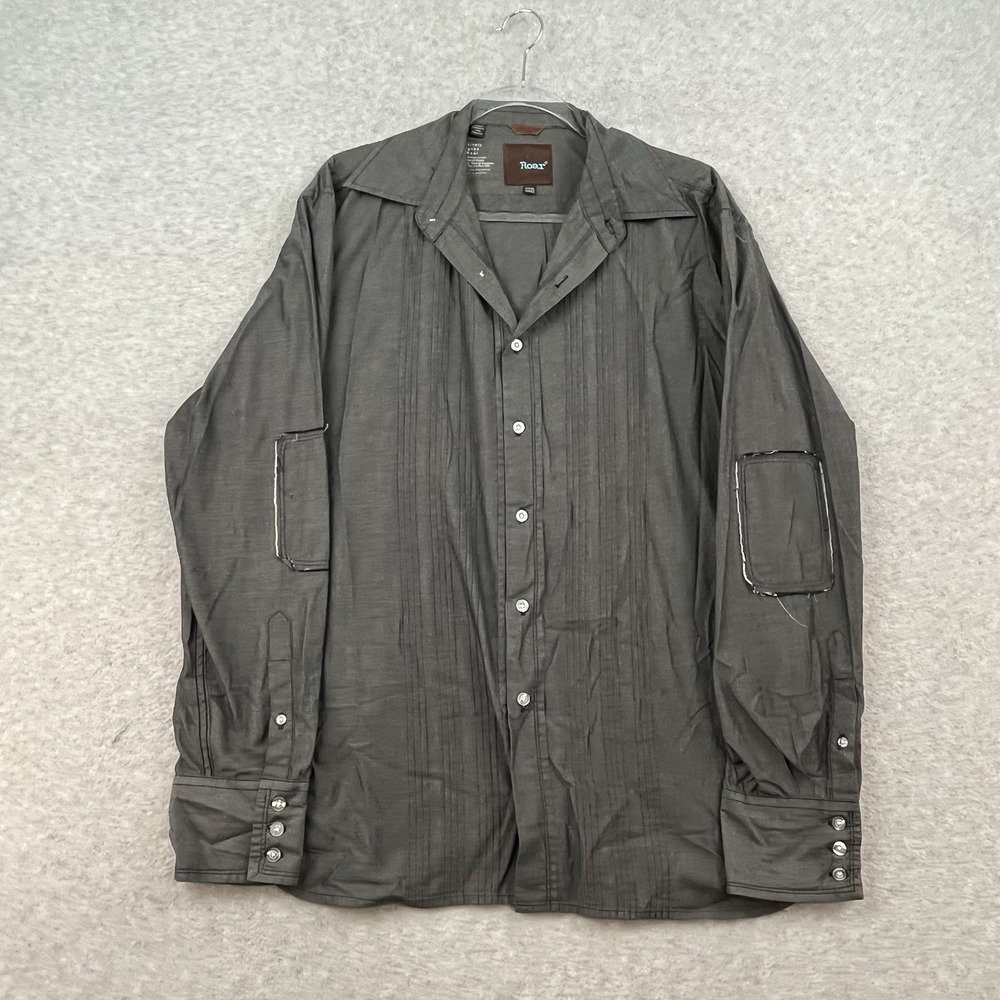 Roar Signature Shirt Mens XL Gray Phoenix Wings Y2K Rock Biker Textured Eagle